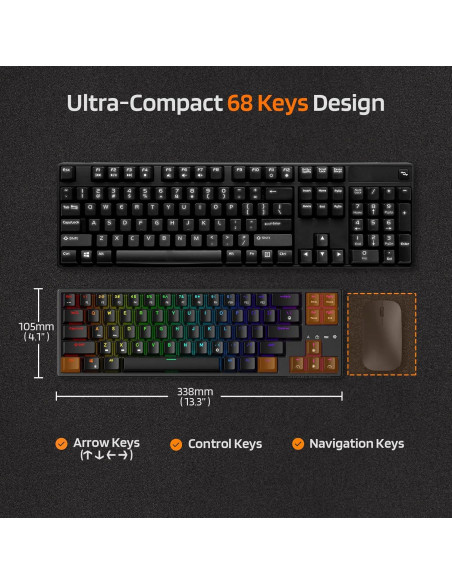Teclado Mecánico LTC NB681 65% Retroiluminado RGB Negro Teclado Mecánico LTC NB681 65% Retroiluminado RGB Negro