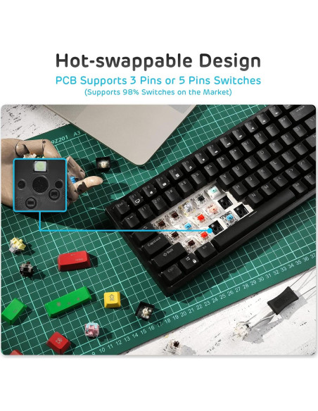 Teclado Mecánico RK ROYAL KLUDGE RK84 Retroiluminado Azul 75%