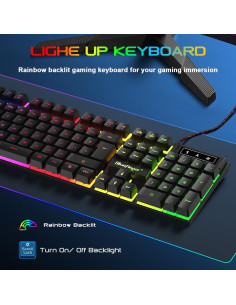 Teclado Gaming BlueFinger K803 USB Cableado Iluminado Arcoíris 2