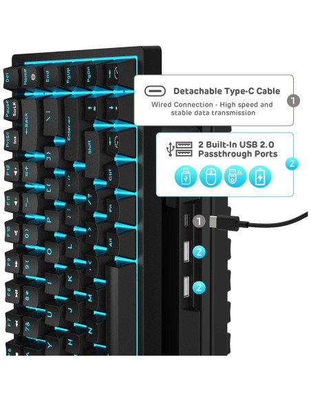 Teclado Mecánico RK ROYAL KLUDGE RK84 Retroiluminado Azul 75%