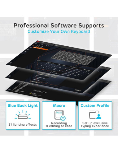 Teclado Mecánico RK ROYAL KLUDGE RK84 Retroiluminado Azul 75%