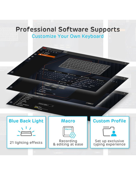 Teclado Mecánico RK ROYAL KLUDGE RK84 Retroiluminado Azul 75%