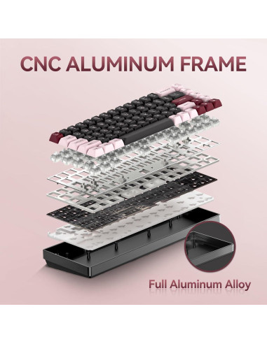 Teclado Mecánico Gaming KZZI G68 RGB Compacto 60% PBT Rosa