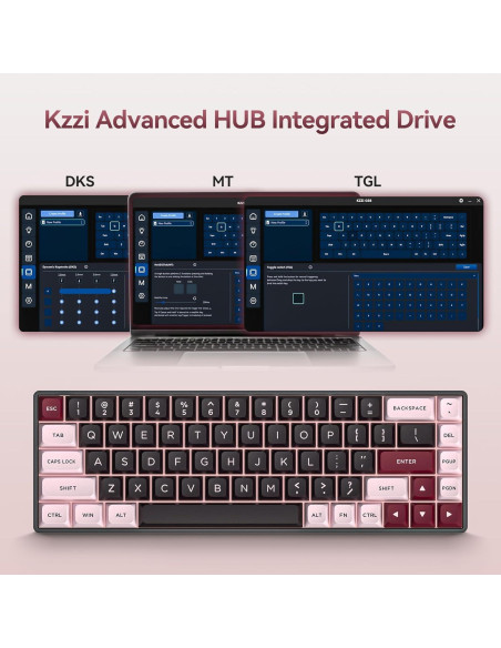 Teclado Mecánico Gaming KZZI G68 RGB Compacto 60% PBT Rosa