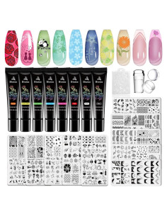 Kit de Estampado de Uñas Biutee 10pcs con Gel 8 Colores