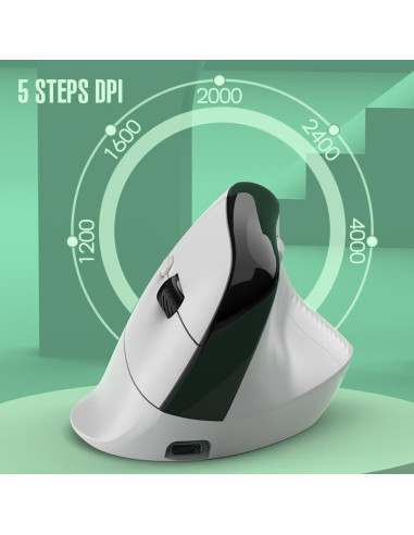 Ratón Vertical Inalámbrico Ergonómico Mobiproduct Blanco 4000 DPI
