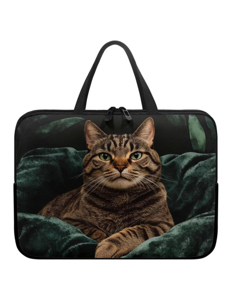 Funda para Laptop ZIATUBLES 17" Gato Atigrado Vintage