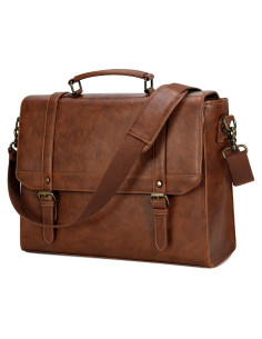 Bolsa Mensajera IGOLUMON 18" Cuero Vintage Impermeable Marrón