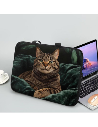 Funda para Laptop ZIATUBLES 17" Gato Atigrado Vintage