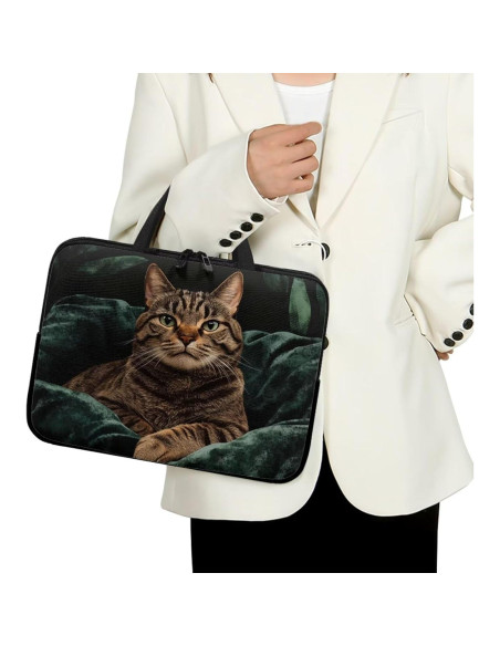 Funda para Laptop ZIATUBLES 17" Gato Atigrado Vintage