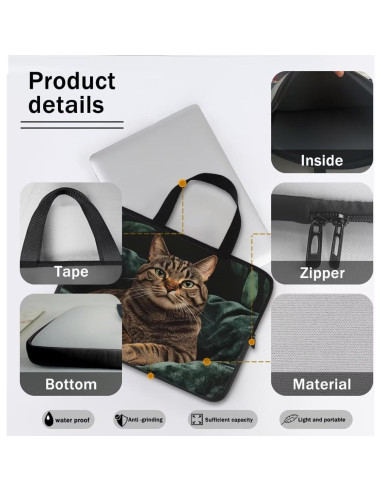 Funda para Laptop ZIATUBLES 17" Gato Atigrado Vintage