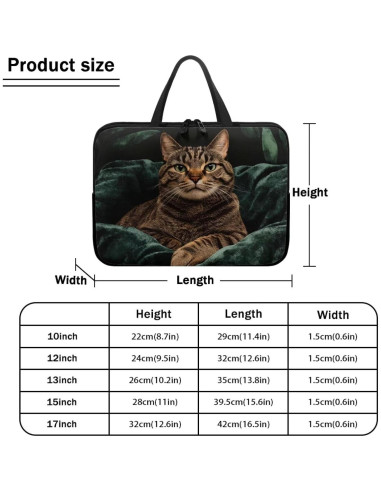 Funda para Laptop ZIATUBLES 17" Gato Atigrado Vintage