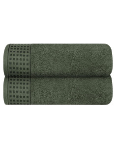 Juego de Toallas de Baño GLAMBURG 100% Algodón 71x140 cm Verde Oliva