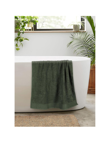Juego de Toallas de Baño GLAMBURG 100% Algodón 71x140 cm Verde Oliva