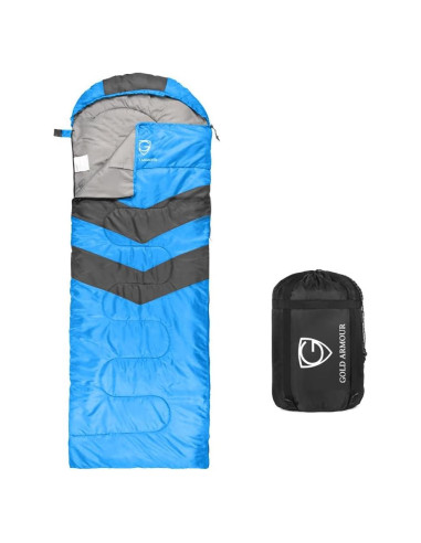 Saco de Dormir Gold Armour 3 Temporadas Adulto 182 cm Azul Gris