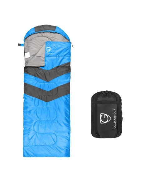 Saco de Dormir Gold Armour 3 Temporadas Adulto 182 cm Azul Gris