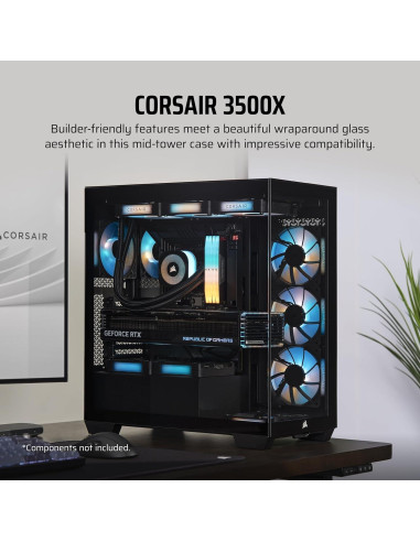 Caja de PC Corsair 3500X ATX Media Torre Vidrio Templado