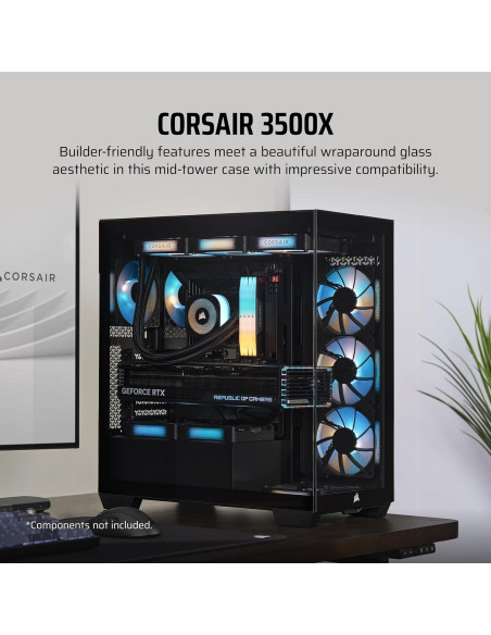 Caja de PC Corsair 3500X ATX Media Torre Vidrio Templado