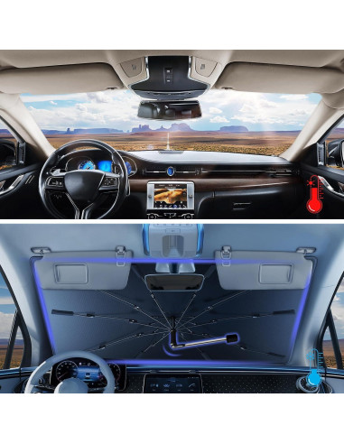 Sombrilla para Parabrisas JASVIC 2025 Plegable UV Plateada 119.8x64.8cm