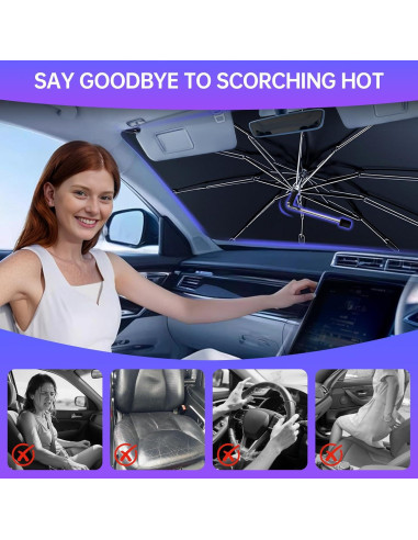 Sombrilla para Parabrisas JASVIC 2025 Plegable UV Plateada 119.8x64.8cm