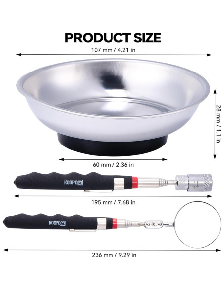 Juego de 3 Herramientas de Recogida Magnética KOOPOOL