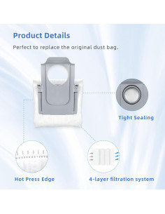 16 Bolsas de Polvo Compatibles para Roborock Qrevo y S8 Max 2