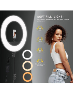 Kit de Luz de Anillo 45cm JIANJIN 55W Regulable CRI90 Negro 2