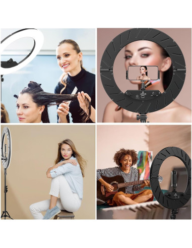 Kit de Luz de Anillo 45cm JIANJIN 55W Regulable CRI90 Negro