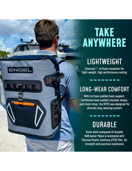Mochila Enfriadora Engel BP25 25 Cuartos Aislada Gris Lima Mochila Enfriadora Engel BP25 25 Cuartos Aislada Gris Lima