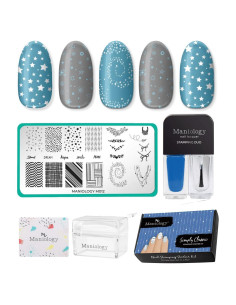 Kit de Estampado de Uñas Maniology Simplemente Clásico - Placa, Esmalte, Top Coat