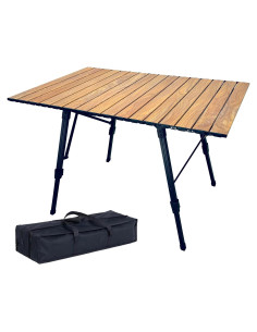 Mesa de Camping Plegable LUSTIDE 92.7x51.4cm Aluminio Marrón