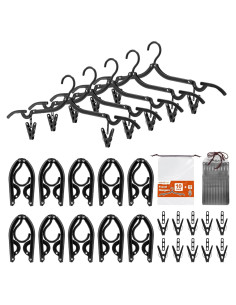 Perchas de Viaje Plegables HOUSE DAY - Paquete de 10 - Negro