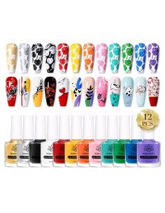 Esmalte de Estampado de Uñas Born Pretty, Set 12 Colores 10ml