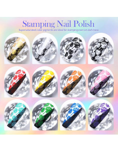 Esmalte de Estampado de Uñas Born Pretty, Set 12 Colores 10ml 2