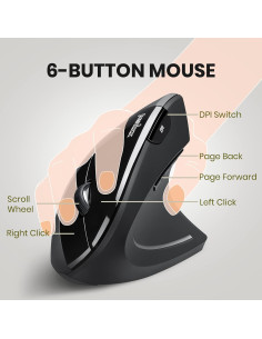 Ratón Vertical Inalámbrico Perixx PERIMICE-713 Ergonómico 6 Botones 2