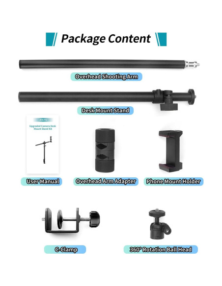 Soporte de Montaje de Cámara JEBUTU para Escritorio 33cm