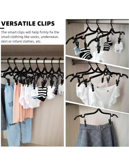 12 Perchas de Viaje Pansyling Negras Plegables con Clips