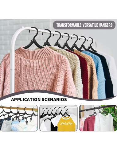12 Perchas de Viaje Pansyling Negras Plegables con Clips