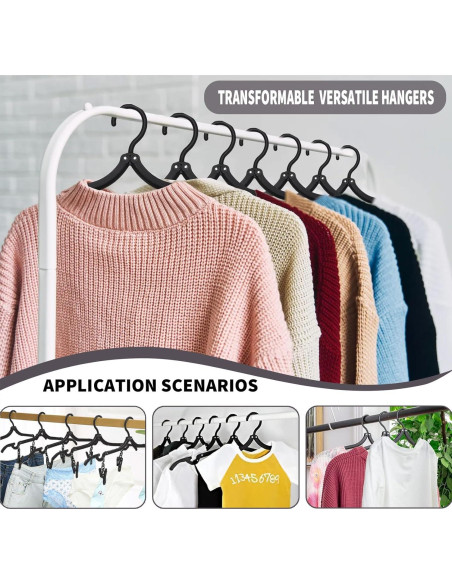 12 Perchas de Viaje Pansyling Negras Plegables con Clips