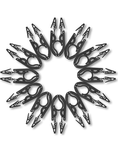 12 Perchas de Viaje Pansyling Negras Plegables con Clips