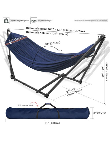 Hamaca Doble Tranquillo con Soporte Plegable 272 kg Egeo