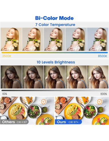 Kit de Iluminación LED Bi-Color BANSINE K50 con Soporte 200cm