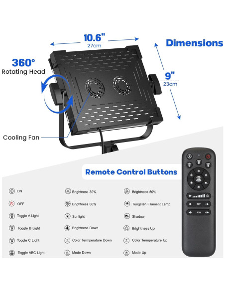 Kit de Iluminación LED Bi-Color BANSINE K50 con Soporte 200cm