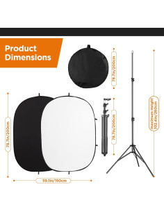 Fondo Plegable 2 en 1 Hahawalker 150x200cm Negro y Blanco 2