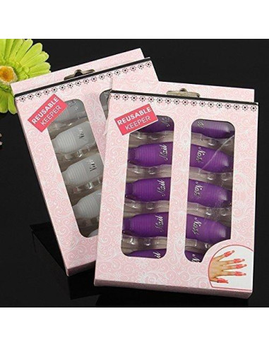 10 Capuchones Limpiadores de Esmalte de Uñas Morado HIGHROCK