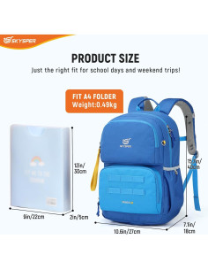 Mochila SKYSPER para Niños 40x27x18cm Azul Escolar y Camping 2