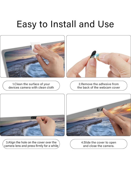 Cubierta de Cámara Web ZUCUCUC - 6 Pcs Ultra Delgada Negra