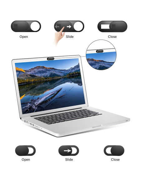 Cubierta de Cámara Web ZUCUCUC - 6 Pcs Ultra Delgada Negra