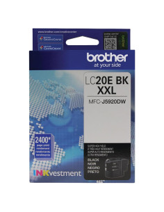 Cartucho de Tinta Negro Brother LC20EBK Alto Rendimiento 2400 Páginas
