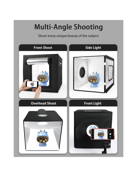 Caja de Luz Fotográfica DUCLUS 10"x10" con 104 LED y 6 Fondos